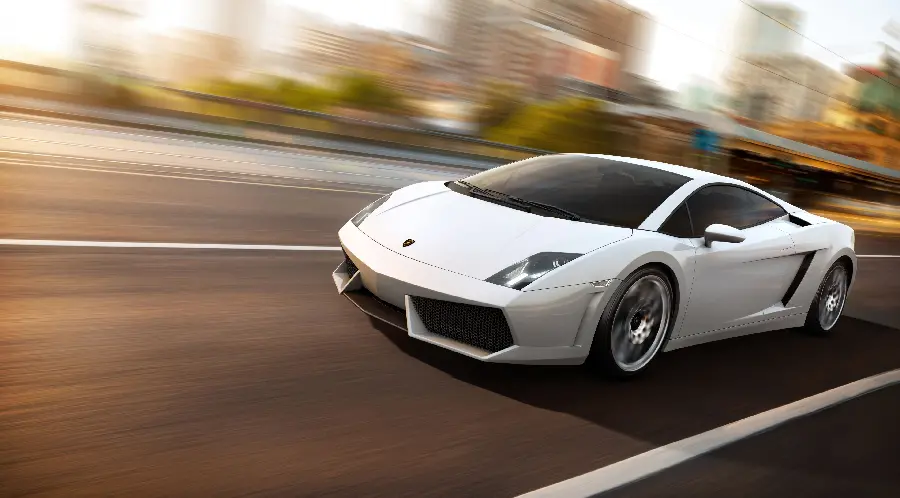Download wallpaper of a white Lamborghini Gallardo car on the road 