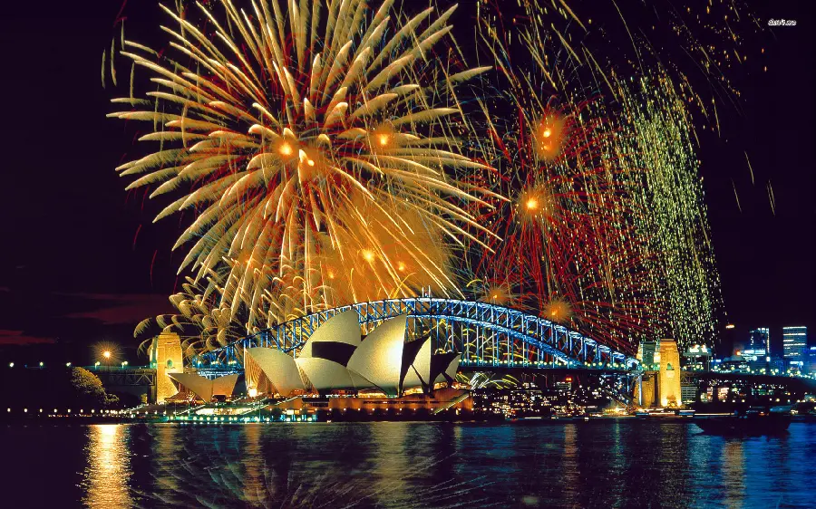Spectacular Vector of Australia's Largest City Sydney with Huge Fireworks