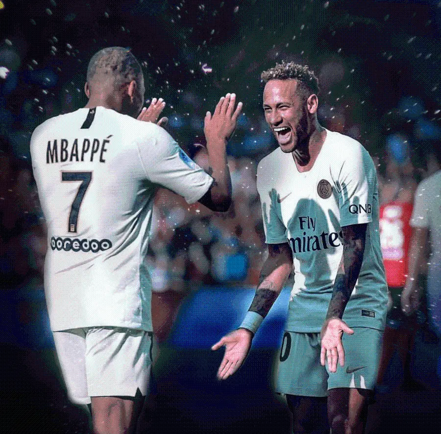 Happy background image of Neymar and Mbappe while they are not in their height