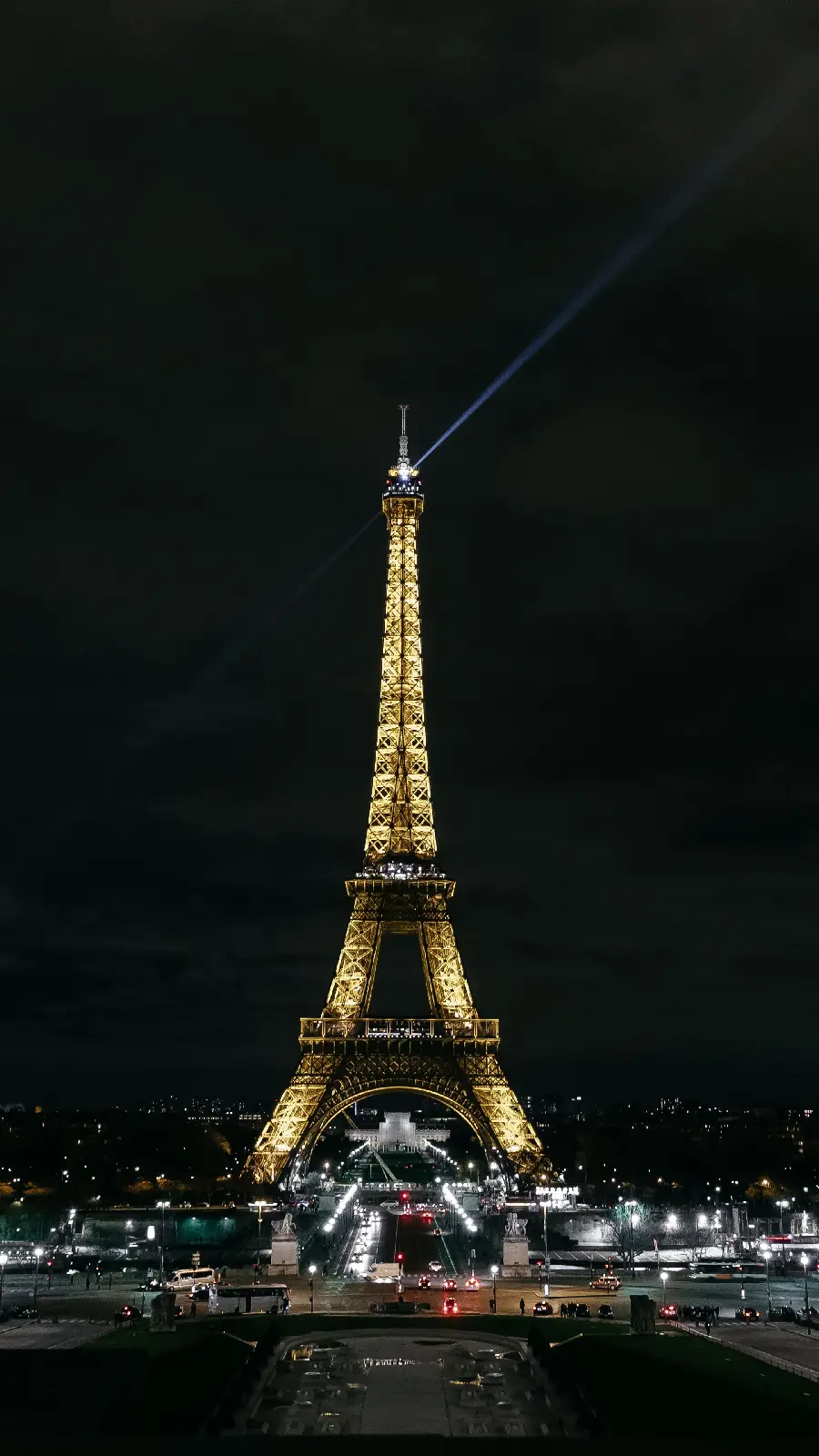 Romantic and illuminated profile photo of the old Eiffel Tower in Paris, a symbol of culture in France at night