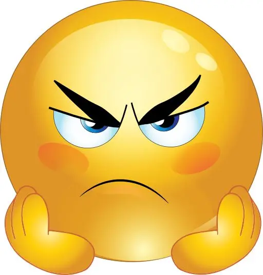 Angry emoji with hand on chin from front view
