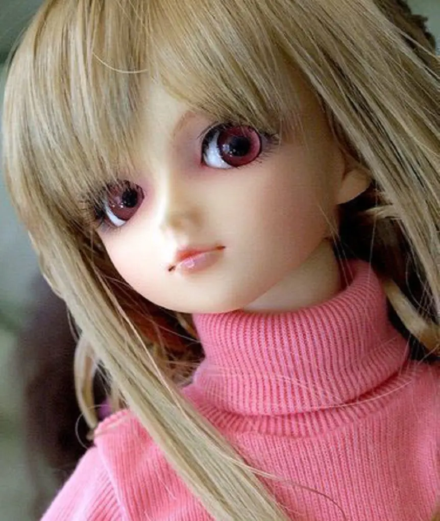 Dreamy HD photo of a beautiful girl doll with golden hair