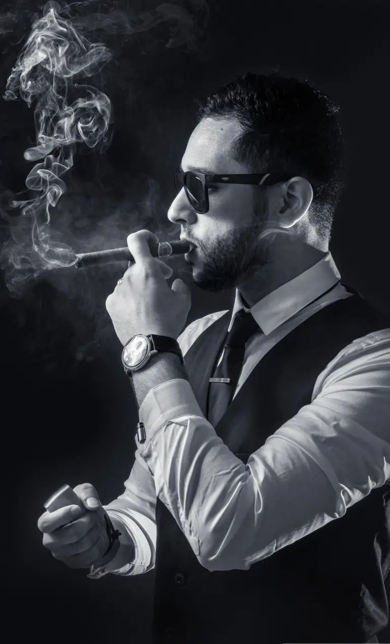 The most luxurious stylish smoking man wallpaper with black and white theme 