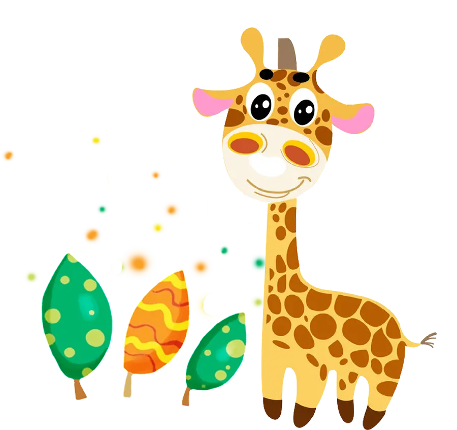 Download a childish digital painting with a cute and naughty giraffe design on a white background