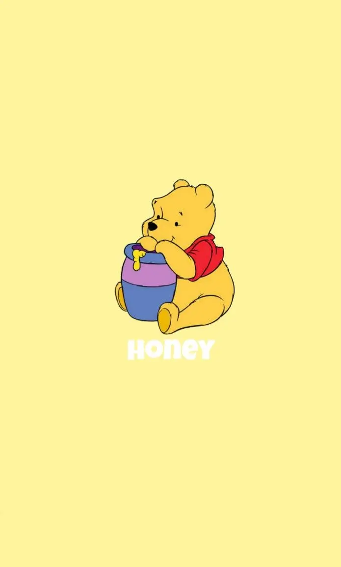 Cute and lovely yellow wallpaper with a Pooh bear and honey design in HD quality