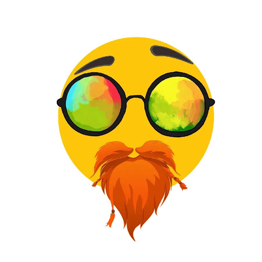 A Very High Quality Emoticon of a Man with a Beard and Glasses with a Fantasy Theme