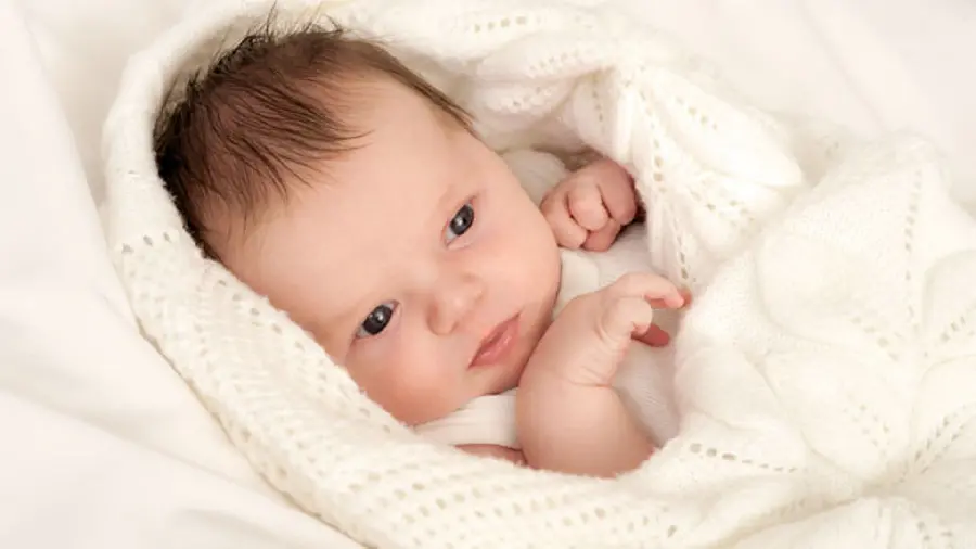 Cute and beautiful little girl with a white blanket for your profile