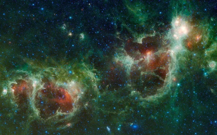 A spectacular vector of the Heart Nebula in olive green color in HD quality