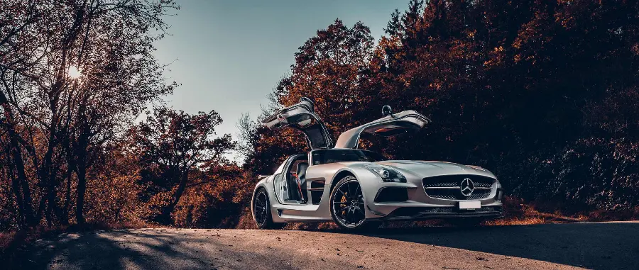Alive fantasy photo of Mercedes-Benz next to forest trees