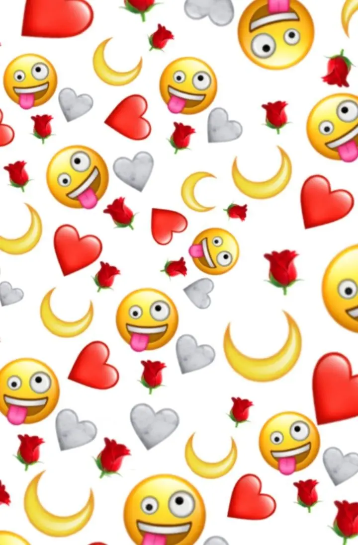 HD Quality Background of Funny Emojis with Red Hearts and Roses and Flowers