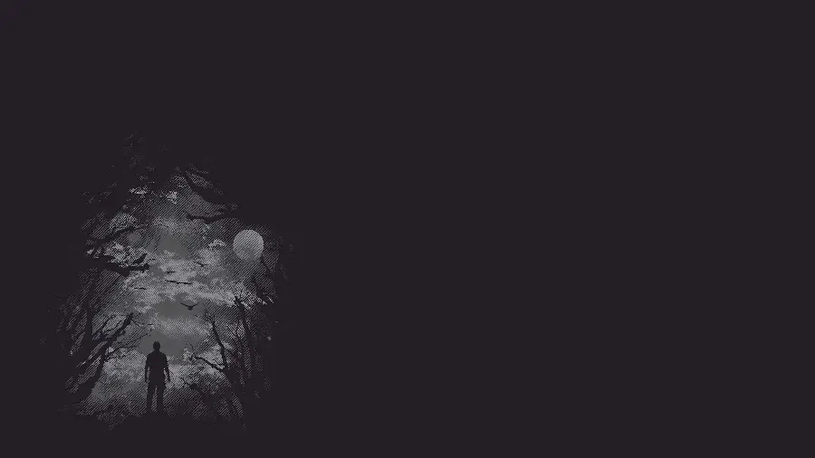 Dark background with a lonely and sad man design for a laptop