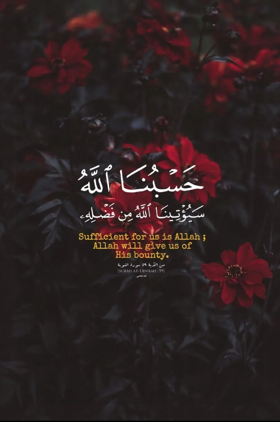 Download Allah image Quran verse with Red flower in hd quality