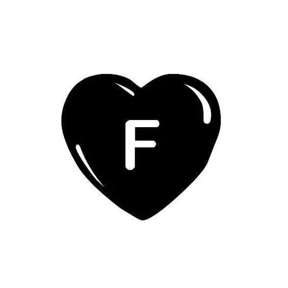 Lovely background of a white F in a black heart in HD quality suitable for Instagram