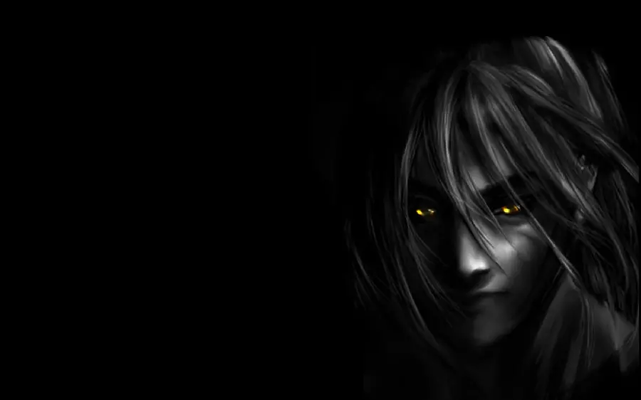 Superb scary anime image with black background for Telegram profile