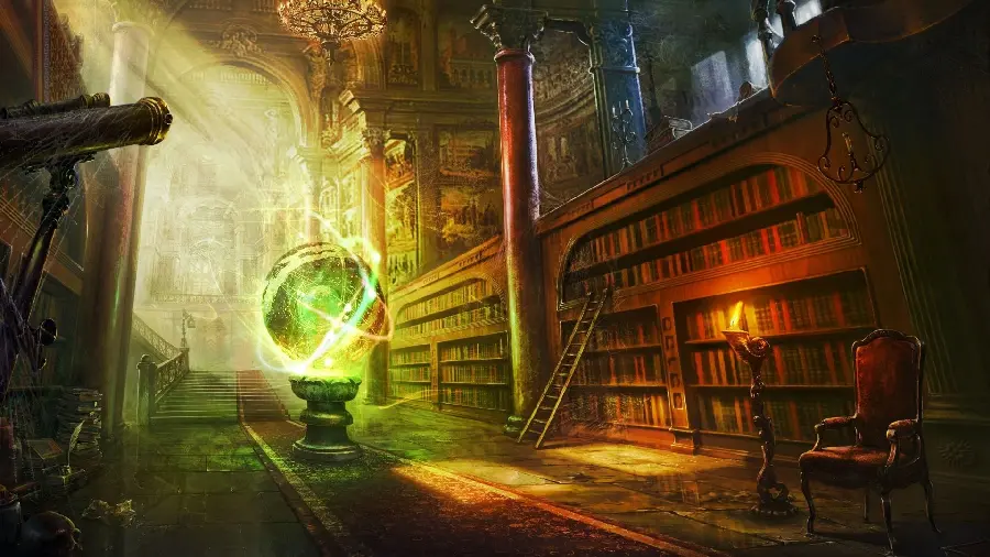 The most stylish computer wallpaper with a magical library design 
