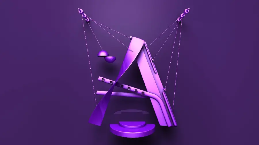 The most beautiful digital photo of the letter A with a super beautiful purple theme for the background 