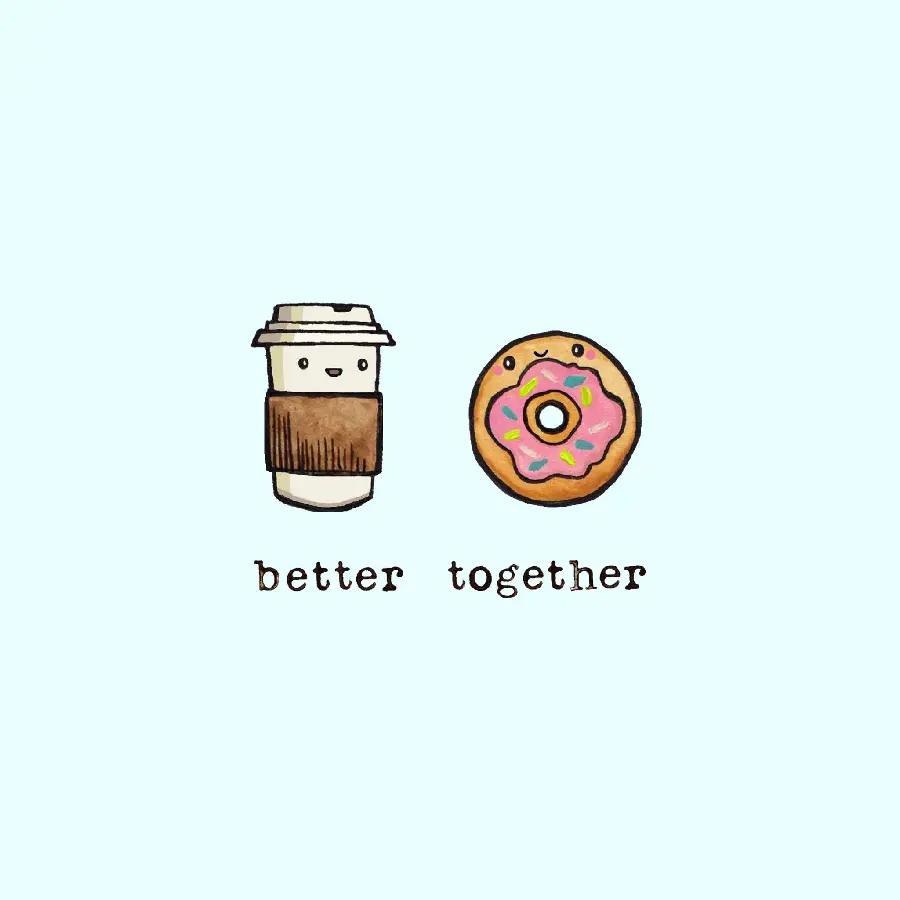  The above fantasy photo Super cute friendship of coffee and donuts with a pastel background