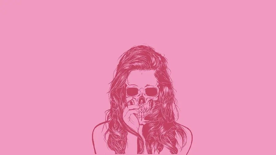 Spectacular Girly Wallpaper with Pink Skull Graphic Design
