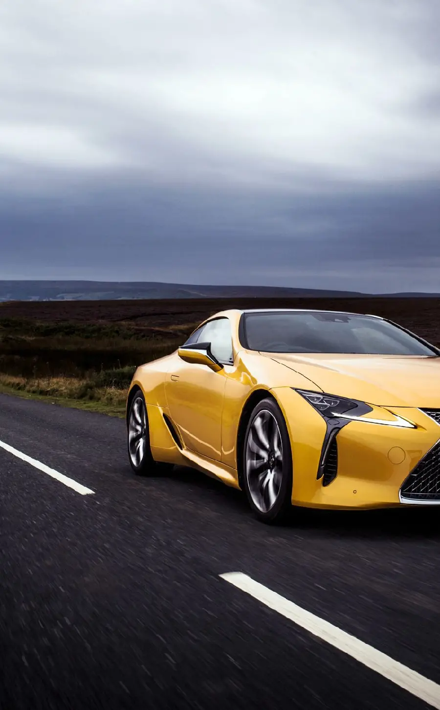 Download admirable poster of yellow Lexus LC 500 on the road in hd quality