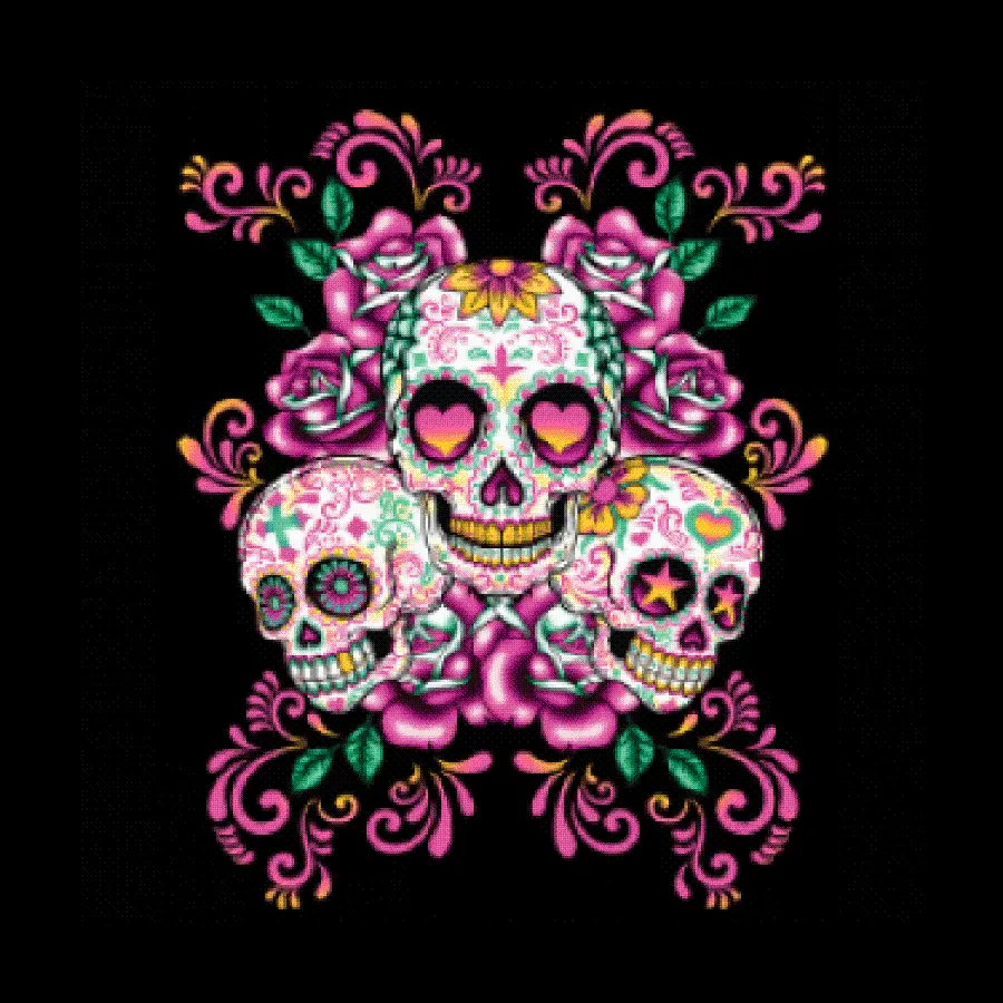 Download flower and skull photo with black background for desktop 