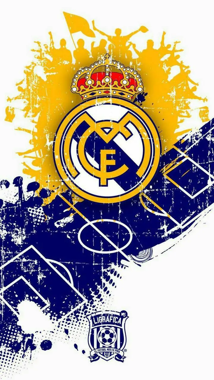 Download the old background of the football field and the Real Madrid team logo