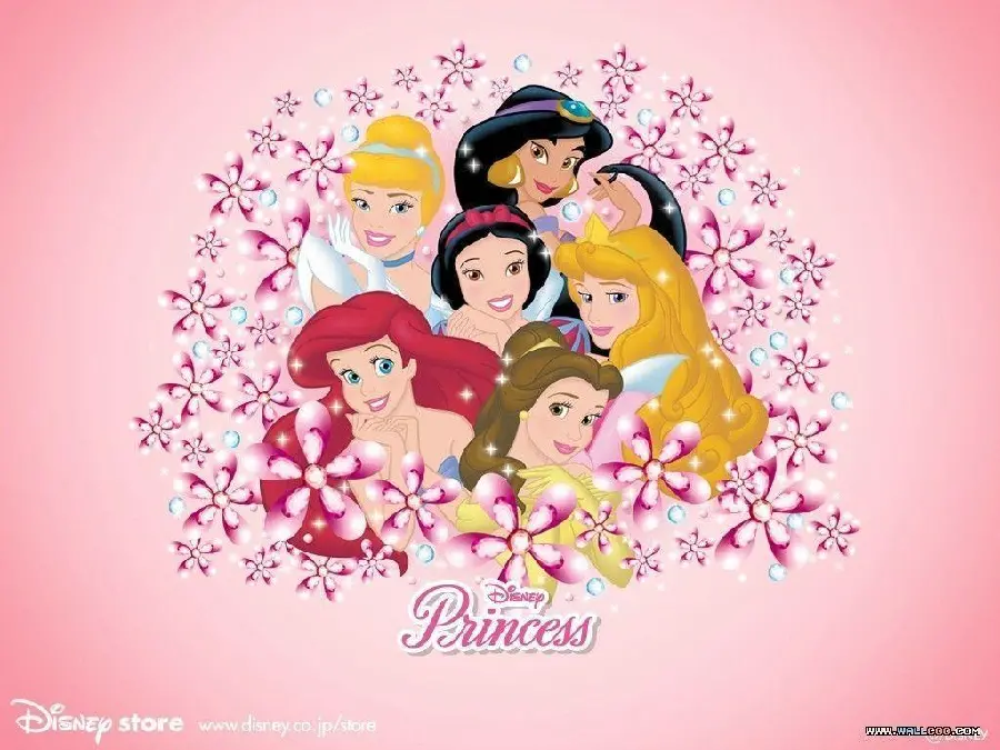 Lovely girly background of beautiful Disney princesses