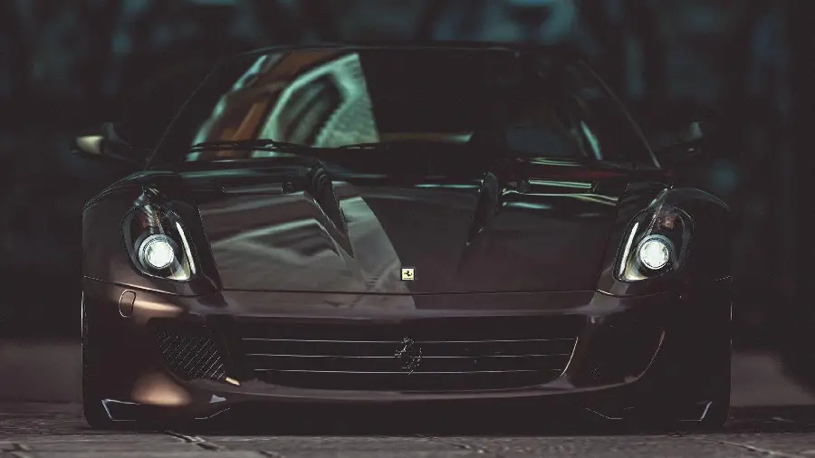 A stunning view of a black Ferrari for your profile
