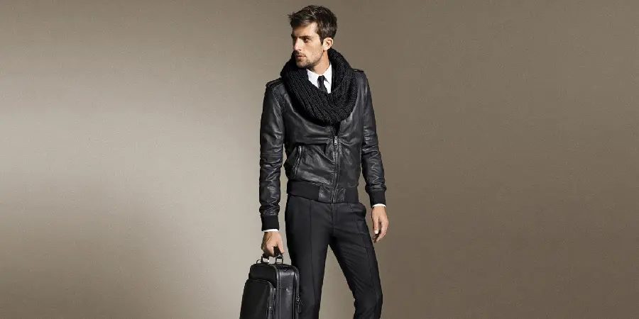 Dream image of a gentleman model with a formal winter look in black HD
