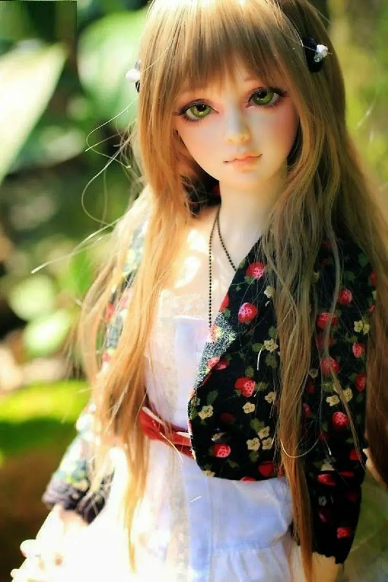 The most beautiful girly doll wallpaper with a green nature background
