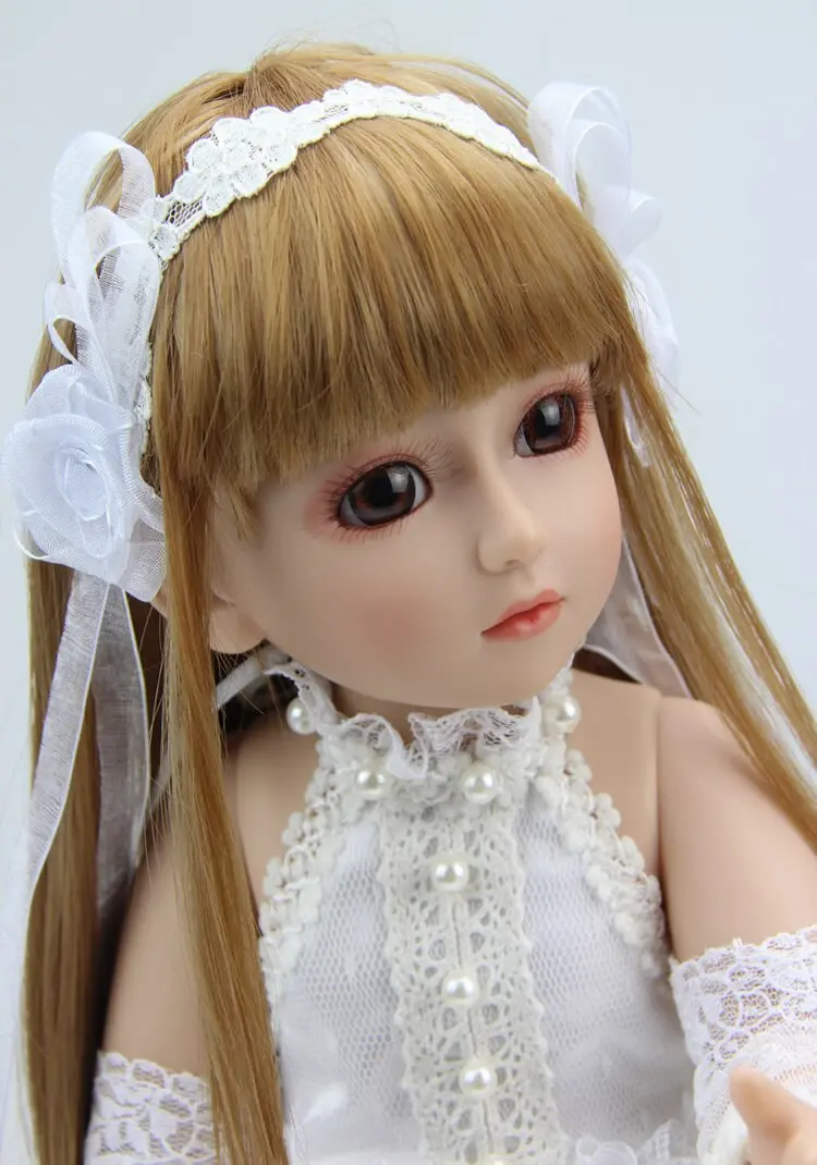 A spectacular view of a cute and innocent doll in a white dress 4K