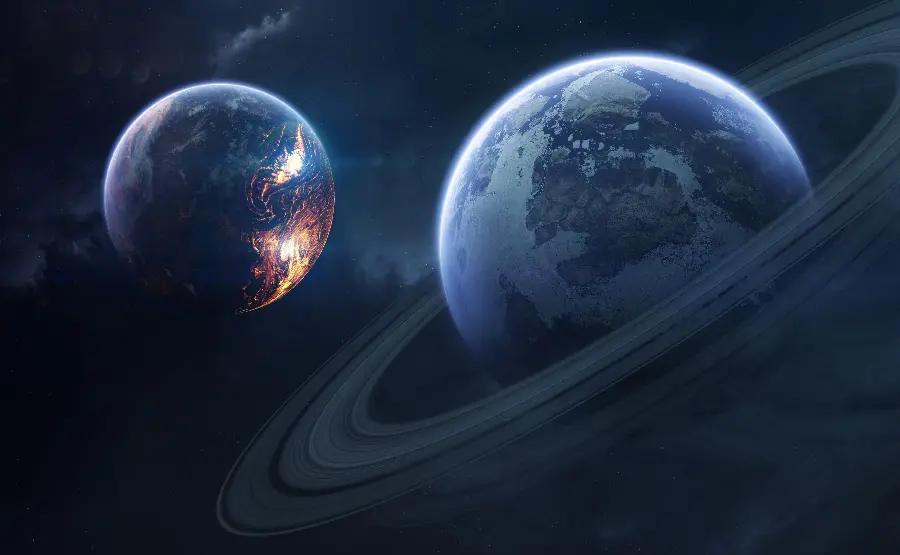 Attractive profile photo of Planet Earth and Saturn in a beautiful frame 