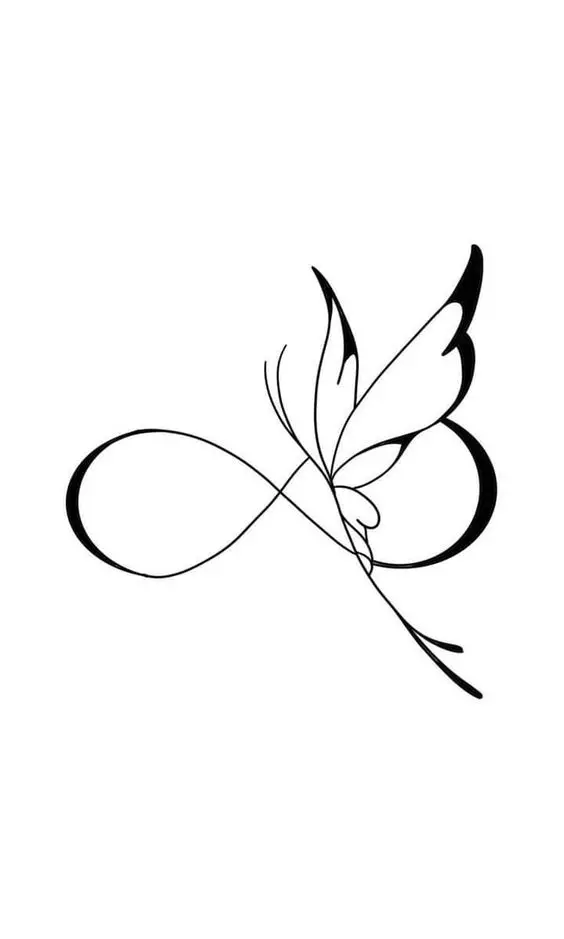 Photo of the butterfly and infinity symbol with delicate and enchanting lines for a tattoo