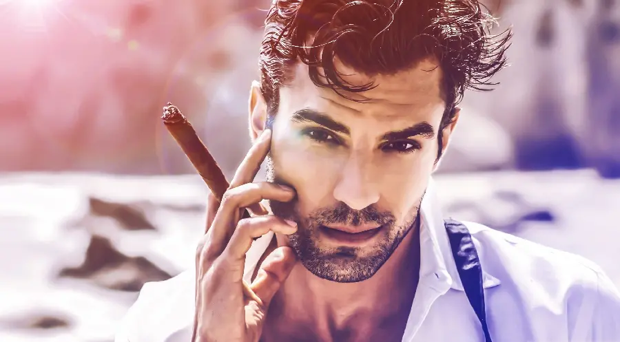 Danaud attractive smoking model photo for advertising poster printing 