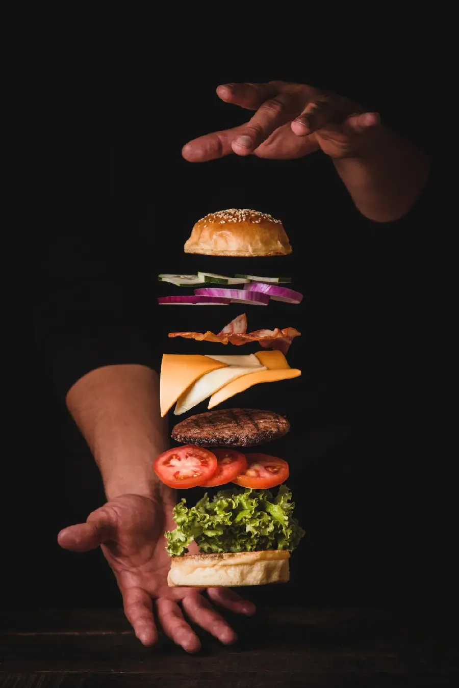 Unique stock photo with different hamburger layer design