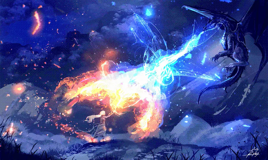 Girly graphic wallpaper with a magical colorful fire design