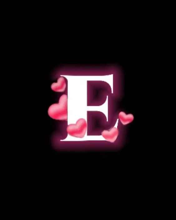 Pink heart logo of the English letter E with 4k quality 