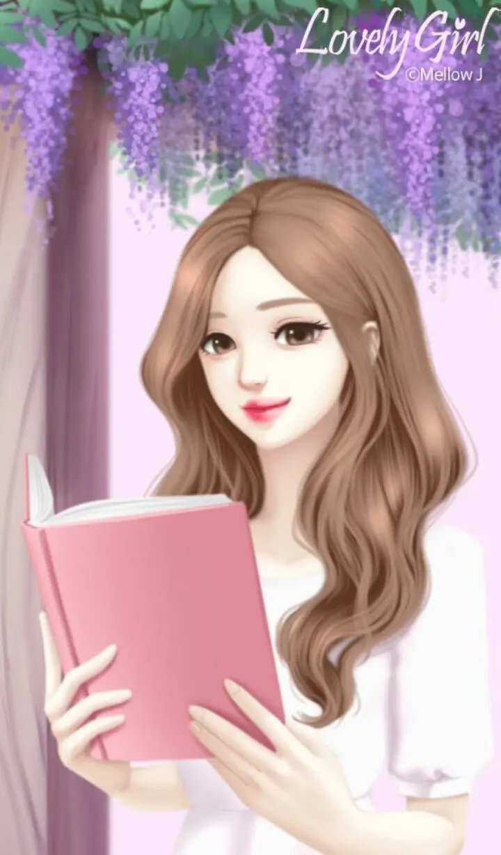 Girl's background image of a girl reading a book