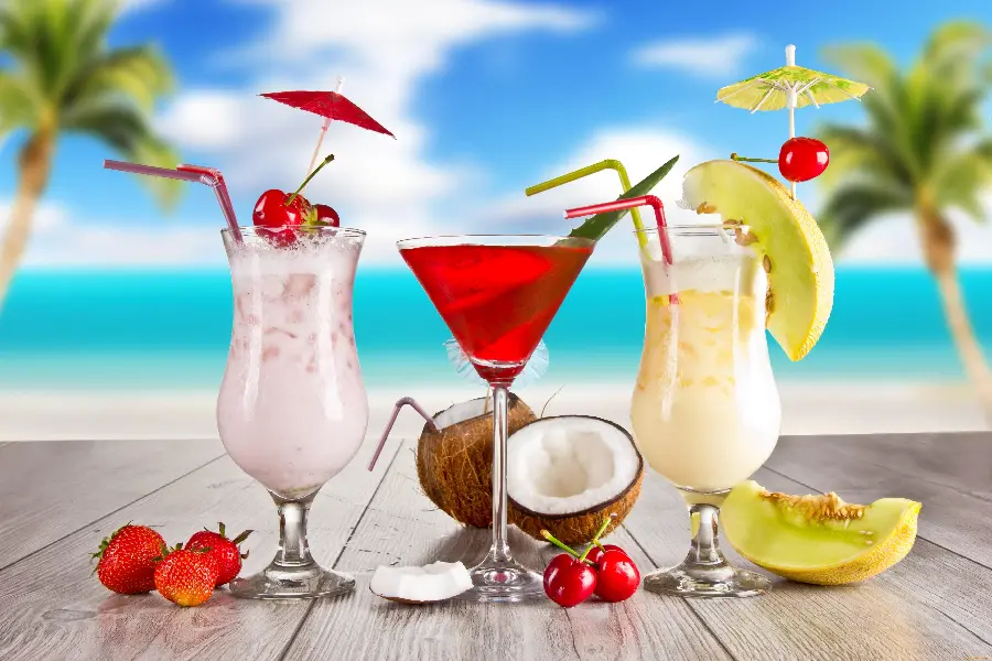 The most beautiful graphic image of cool summer drinks with fruit flavors together for Instagram posts and stories