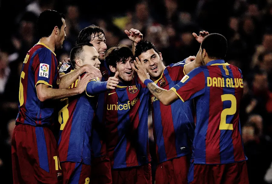 Barcelona fans celebrate controversial goal