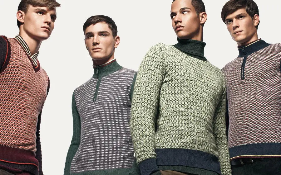 Beautiful and amazing poster of four foreign male models for a clothing store 