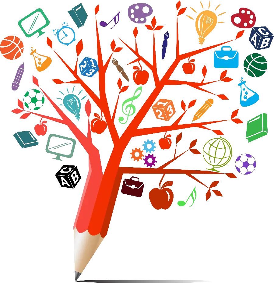 4K Image of Pencil in the Shape of a Tree with Various Emojis