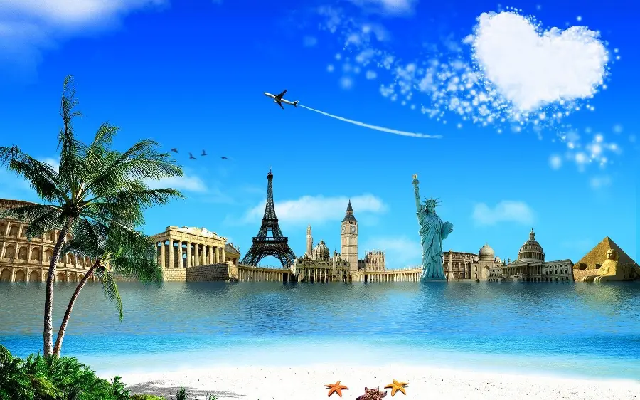 Pre-made open-layer design for advertising a travel agency