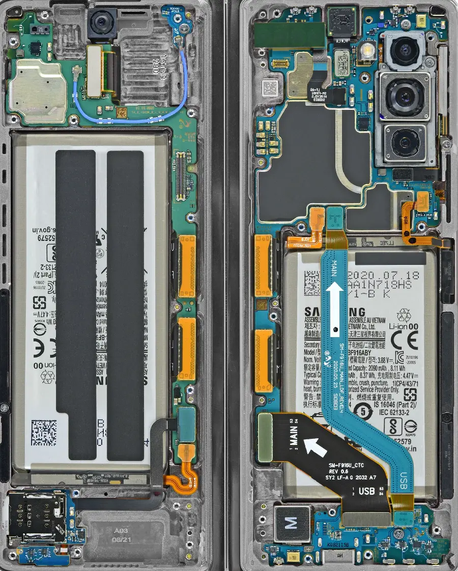 The best wallpaper of the Galaxy Z Fold phone from the inside of the phone and the battery