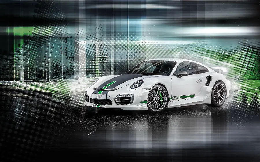 Unique graphic photo of a white car in Full HD quality 