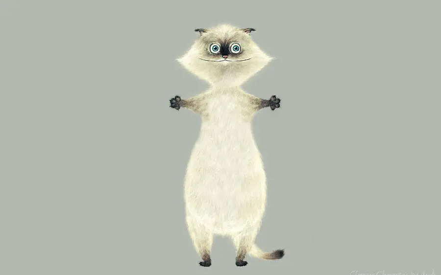 Cute Animated Picture of a Standing Cat for Background