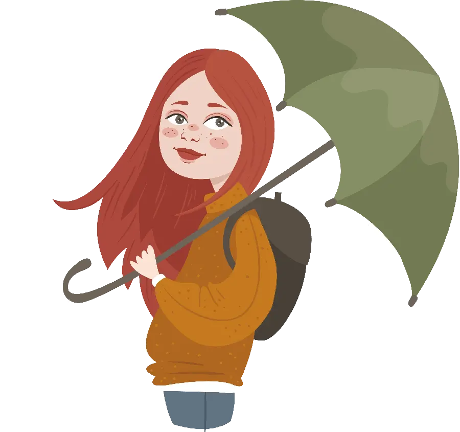 Download images in png format for Photoshop girl in the rain with an umbrella
