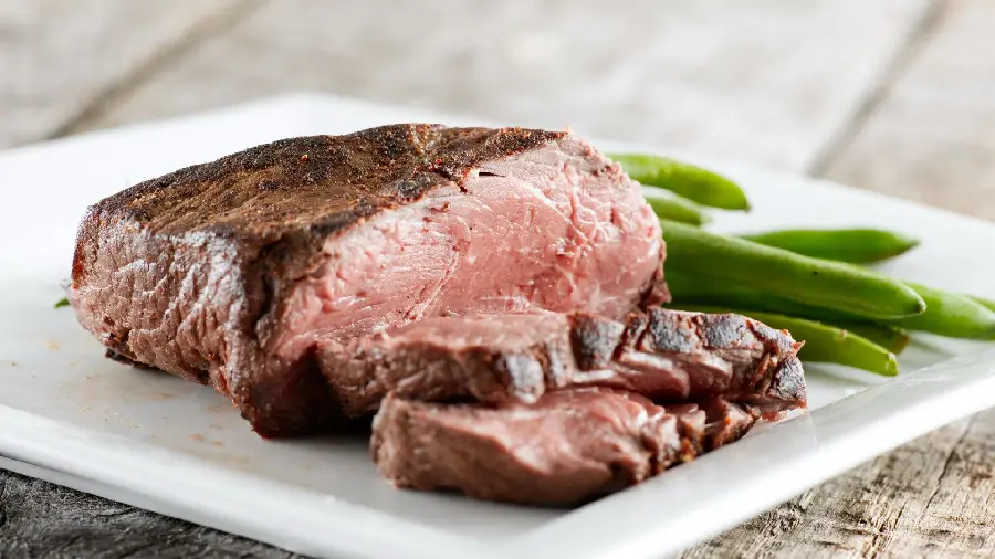 Beautiful photo of half-cooked steak meat 