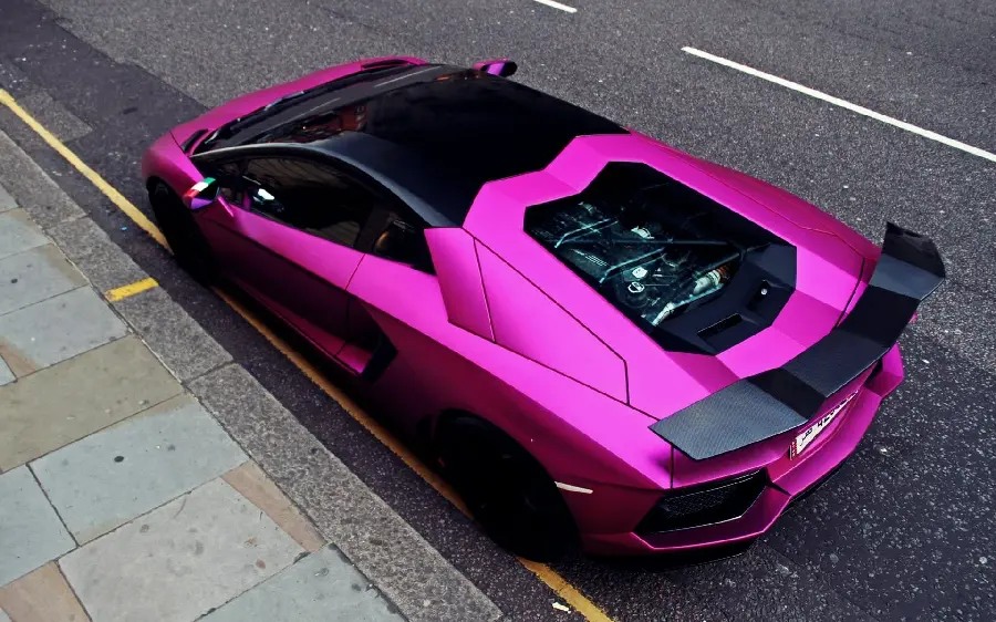 Most Downloaded Image of Purple Lamborghini from High Angle with Interesting Details for Desktop Background