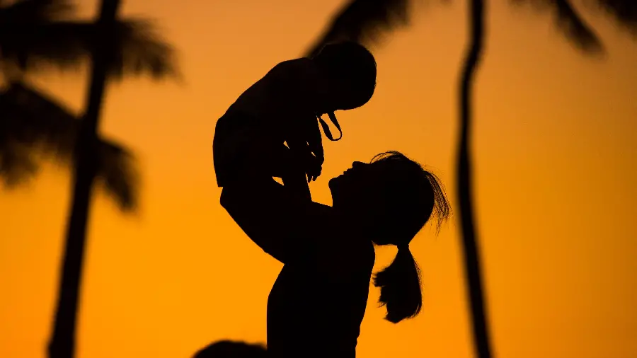 Awesome Shadow Photo of Mother and Child Playing