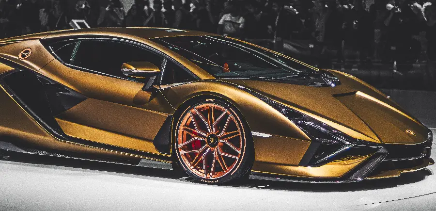 A new and cool photo of a completely golden Ferrari car with a masterpiece quality of 8k for printing